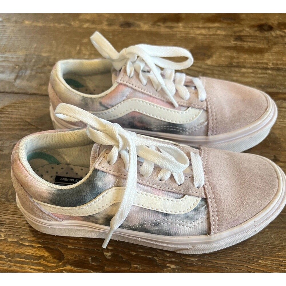 VANS Cloud Wash ComfyCush Pink Old Skool Kids Shoes Girls Size 12 EUC